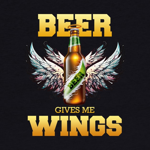 Beer give me wings Version 1 wing Dark Background by i2studio